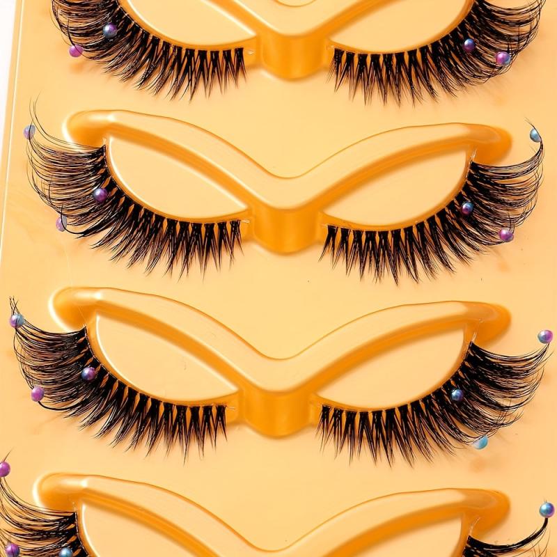 Natural Thick False Eyelashes With Long Bead Fiber