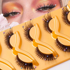 Natural Thick False Eyelashes With Long Bead Fiber