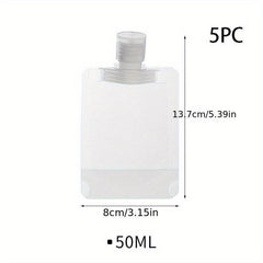 5pcs Makeup Packing Bags Travel Size Refillable Squeeze Pouch