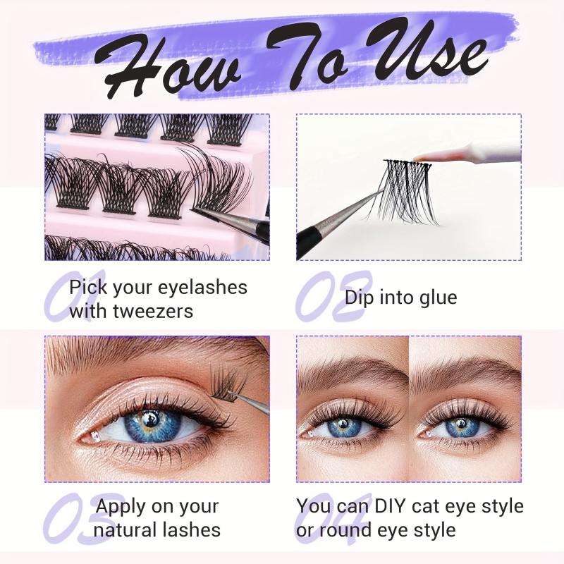 DIY Eye Lashes Extensions Cluster Eyelashes Mixed Length False Eyelashes