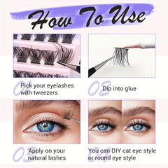 DIY Eye Lashes Extensions Cluster Eyelashes Mixed Length False Eyelashes