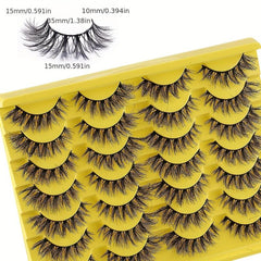 Fluffy 14 Pairs Messy False Eyelashes Layer Thick Faux Mink Hair Lashes