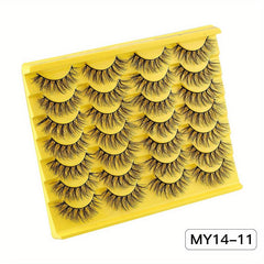 Fluffy 14 Pairs Messy False Eyelashes Layer Thick Faux Mink Hair Lashes