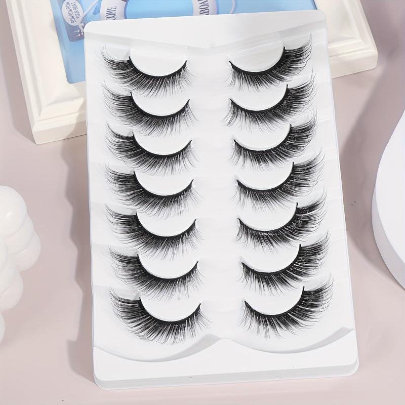 7 Pairs Fox Eye False Eyelashes Natural Cat Eye Lashes 3D Faux Mink