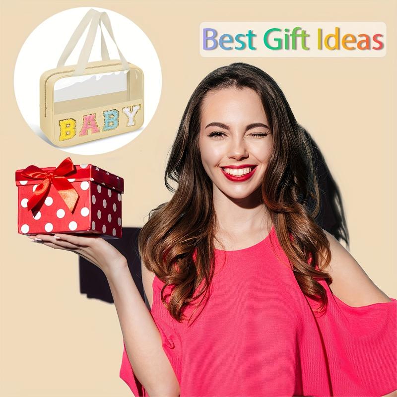 Chenille Letter Patch Clear Bag + Nylon Makeup Pouch