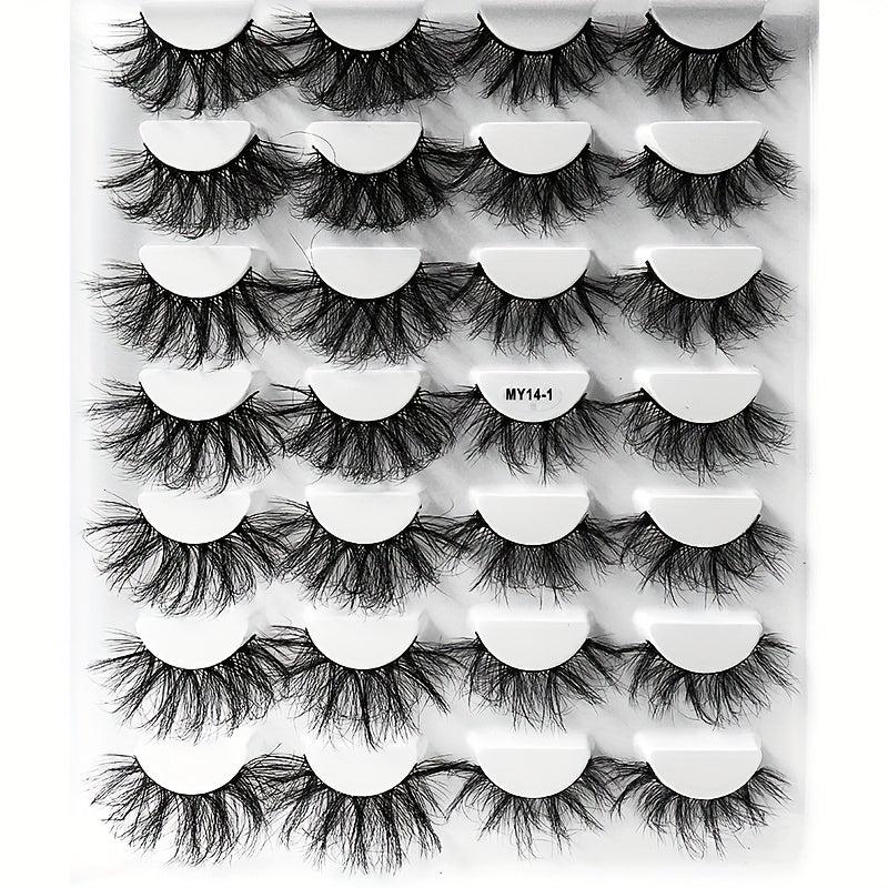 14 Pairs 3D Curly Messy Faux Mink Lashes - Dramatic Look Makeup Extension