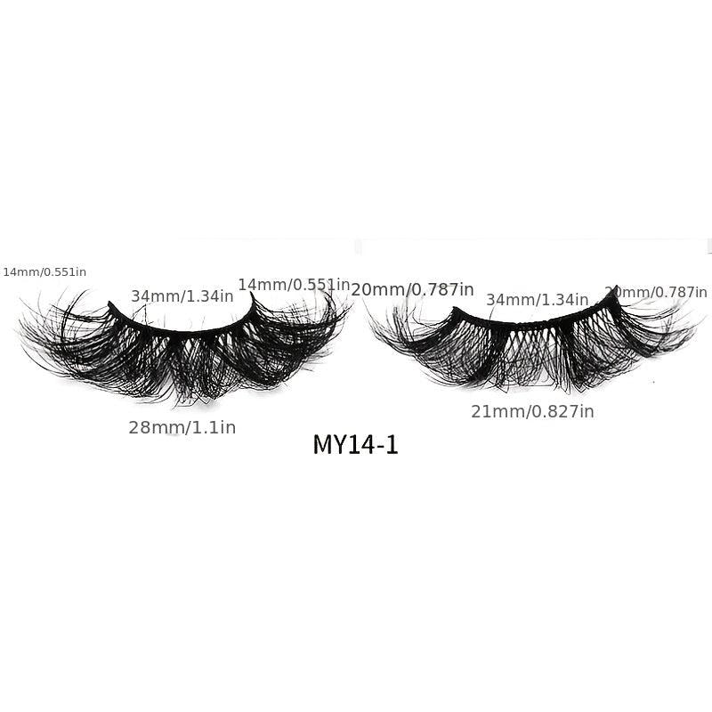 14 Pairs 3D Curly Messy Faux Mink Lashes - Dramatic Look Makeup Extension