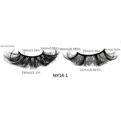 14 Pairs 3D Curly Messy Faux Mink Lashes - Dramatic Look Makeup Extension
