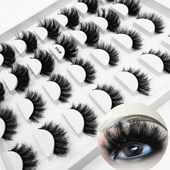 14 Pairs 3D Curly Messy Faux Mink Lashes - Dramatic Look Makeup Extension