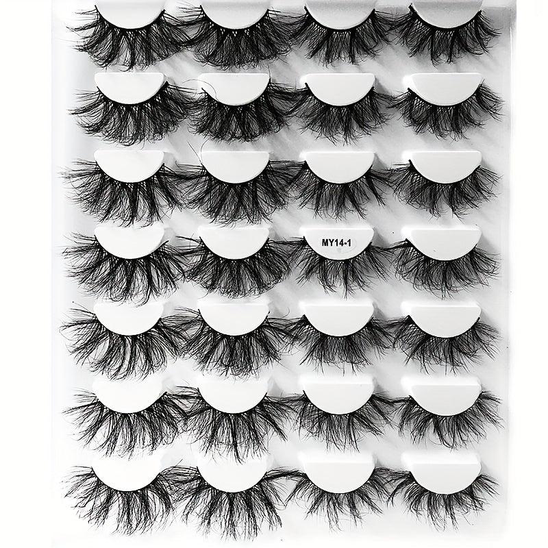 14 Pairs 3D Curly Messy Faux Mink Lashes - Dramatic Look Makeup Extension