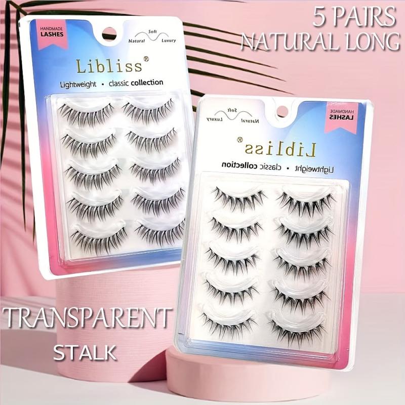 5 Pairs Soft Natural 3D Manga Lashes Daily Dating Makeup