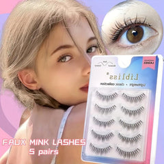 5 Pairs Soft Natural 3D Manga Lashes Daily Dating Makeup