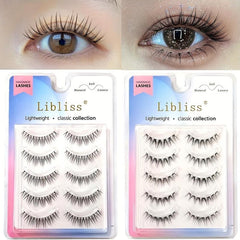5 Pairs Soft Natural 3D Manga Lashes Daily Dating Makeup