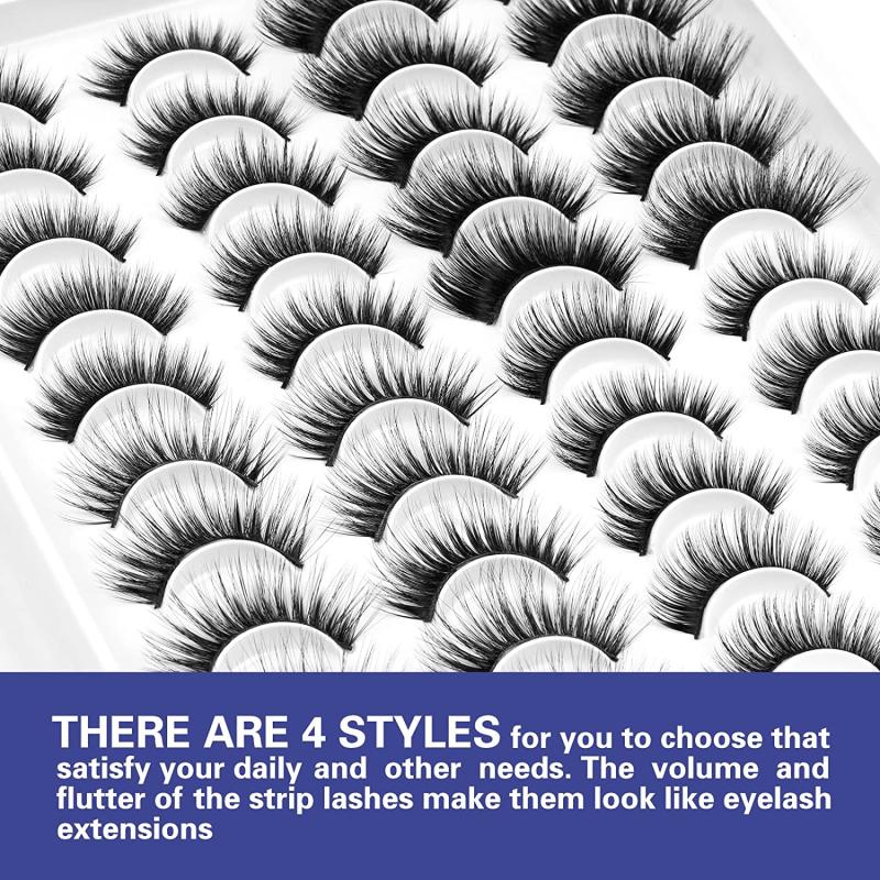 20 Pairs Dramatic Faux Mink Cat Eye False Eyelashes