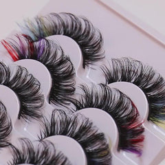 7 Pairs Colored False Eyelashes Thick Curling D Curling Eye Lashes
