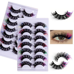 7 Pairs Colored False Eyelashes Thick Curling D Curling Eye Lashes