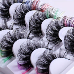 7 Pairs Colored False Eyelashes Thick Curling D Curling Eye Lashes