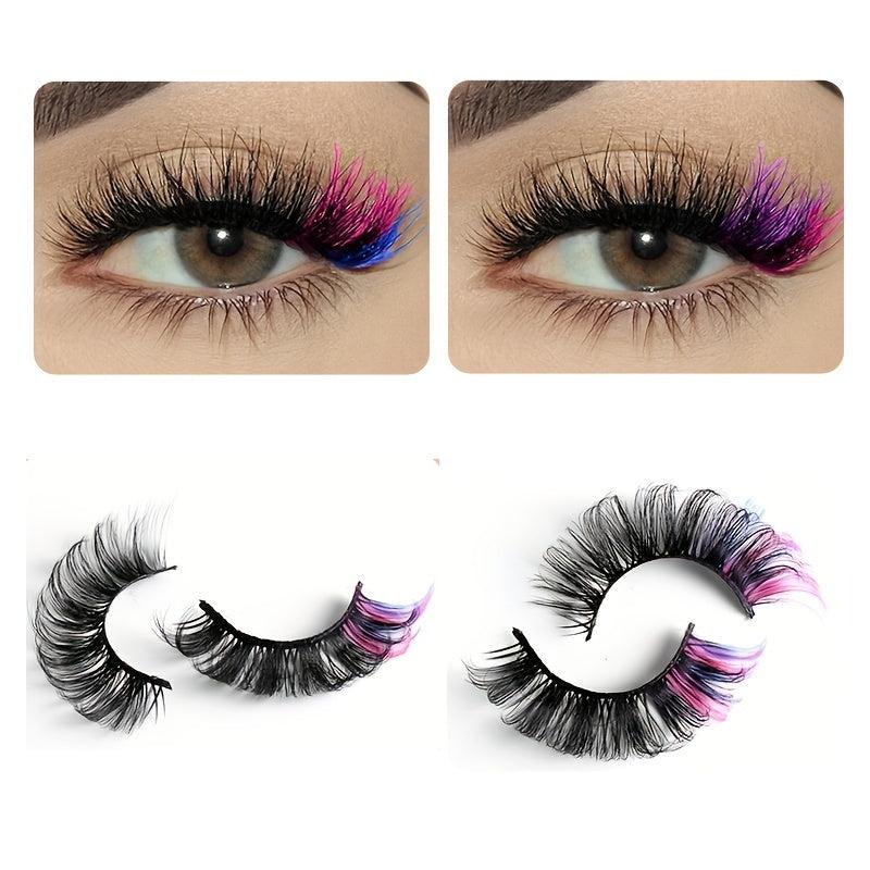 7 Pairs Colored False Eyelashes Thick Curling D Curling Eye Lashes