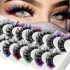 7 Pairs Colored False Eyelashes Thick Curling D Curling Eye Lashes