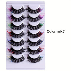 7 Pairs Colored False Eyelashes Thick Curling D Curling Eye Lashes
