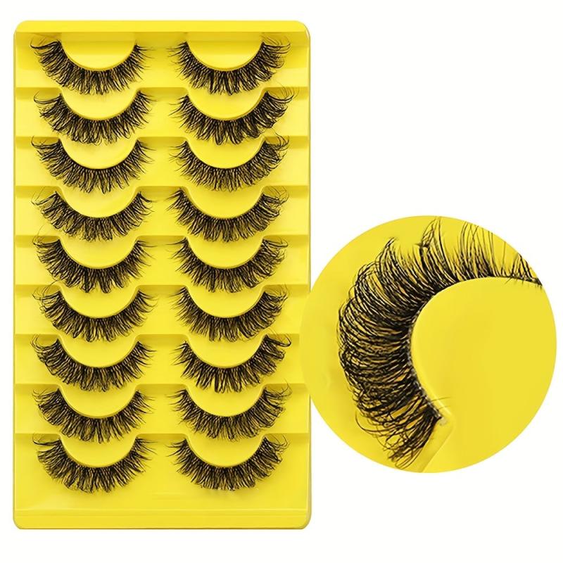 10 Pairs Faux Mink False Eyelashes Fluffy Thick Natural Curly Lashes