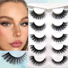 5 Pairs Fluffy Cat Eye Wispy Faux Mink Lashes