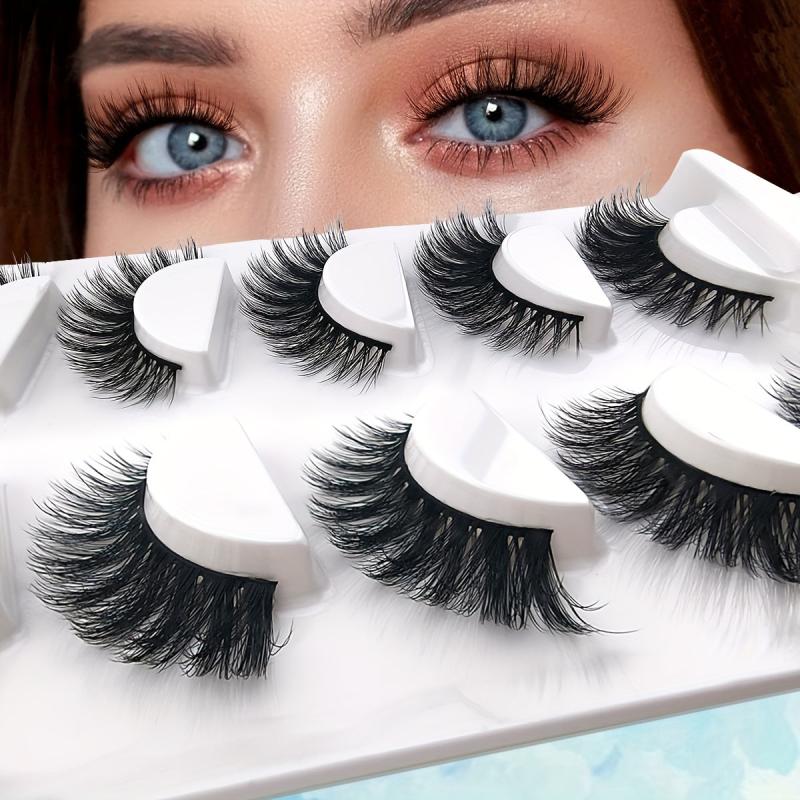 5 Pairs Fluffy Cat Eye Wispy Faux Mink Lashes