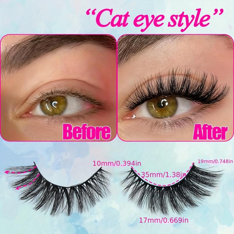 5 Pairs Fluffy Cat Eye Wispy Faux Mink Lashes