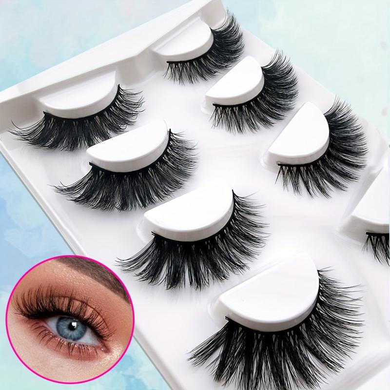 5 Pairs Fluffy Cat Eye Wispy Faux Mink Lashes