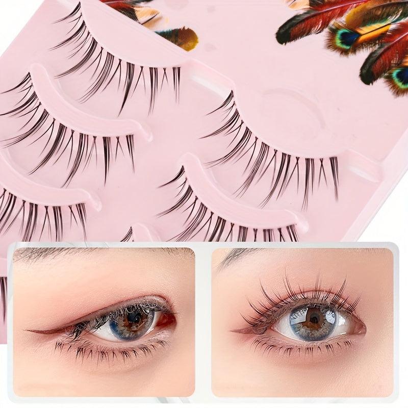 5 Pairs Natural C Curling Slender Wispy False Eyelashes