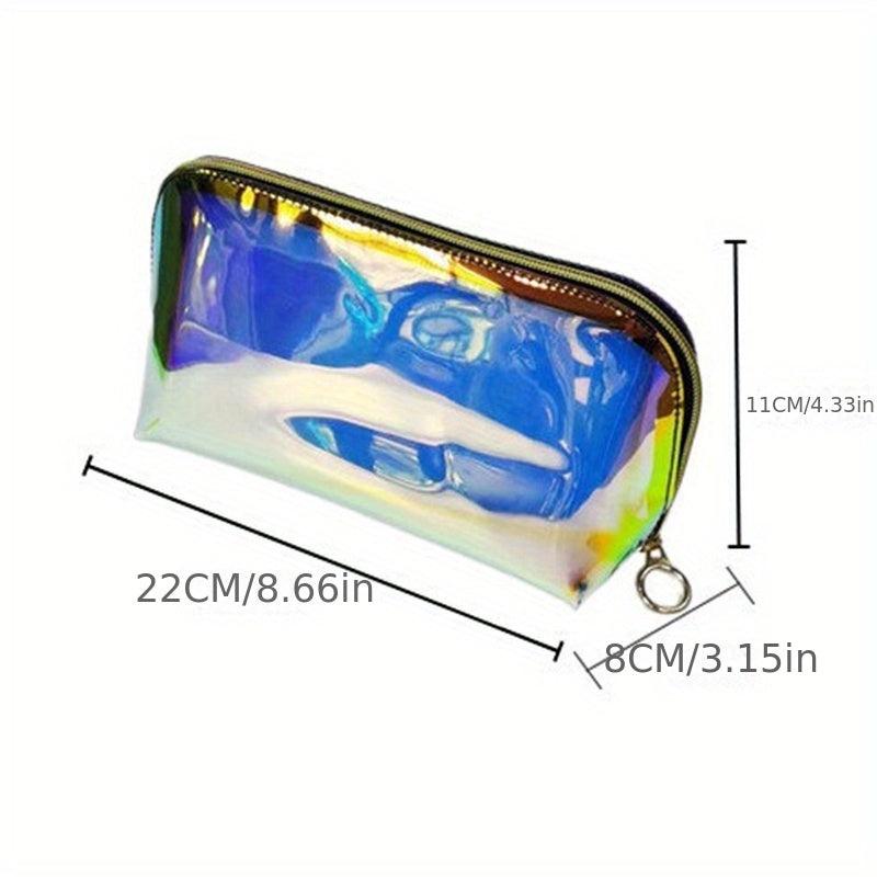 Waterproof Holographic Makeup Bag - Clear Zipper Pouch for Daily & Travel Use