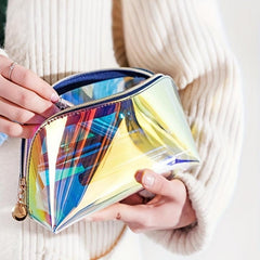 Waterproof Holographic Makeup Bag - Clear Zipper Pouch for Daily & Travel Use