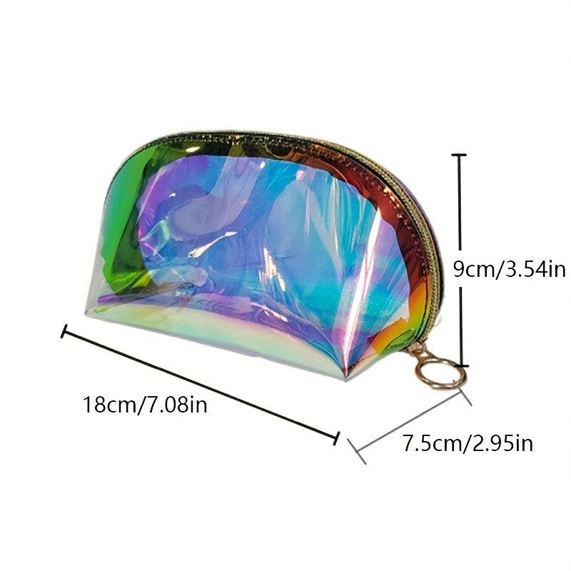 Waterproof Holographic Makeup Bag - Clear Zipper Pouch for Daily & Travel Use