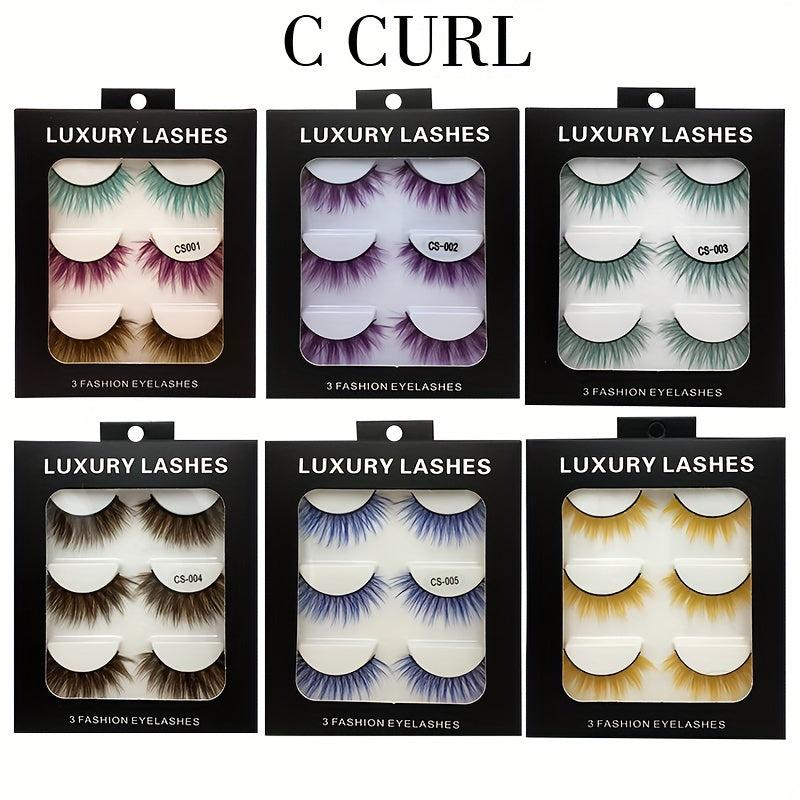 Colorful False Eyelashes Thick 3D Cross Natural Nude Makeup