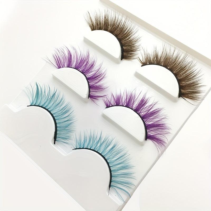 Colorful False Eyelashes Thick 3D Cross Natural Nude Makeup