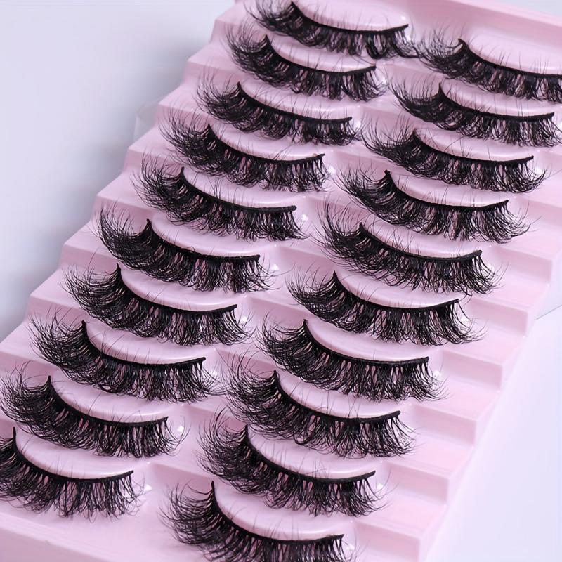 10 Pairs Mink Hair False Eyelashes for Natural Look