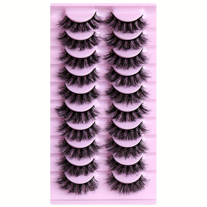 10 Pairs Mink Hair False Eyelashes for Natural Look