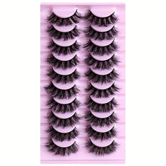 10 Pairs Mink Hair False Eyelashes for Natural Look