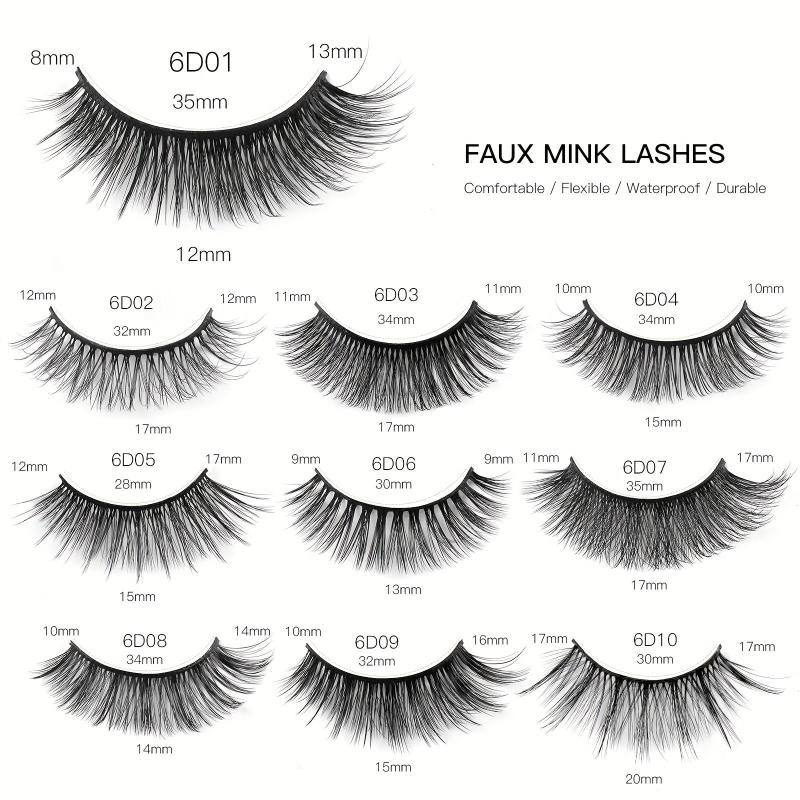 5 Pairs 6D Chemical Fiber False Eyelashes Natural Curling Lashes