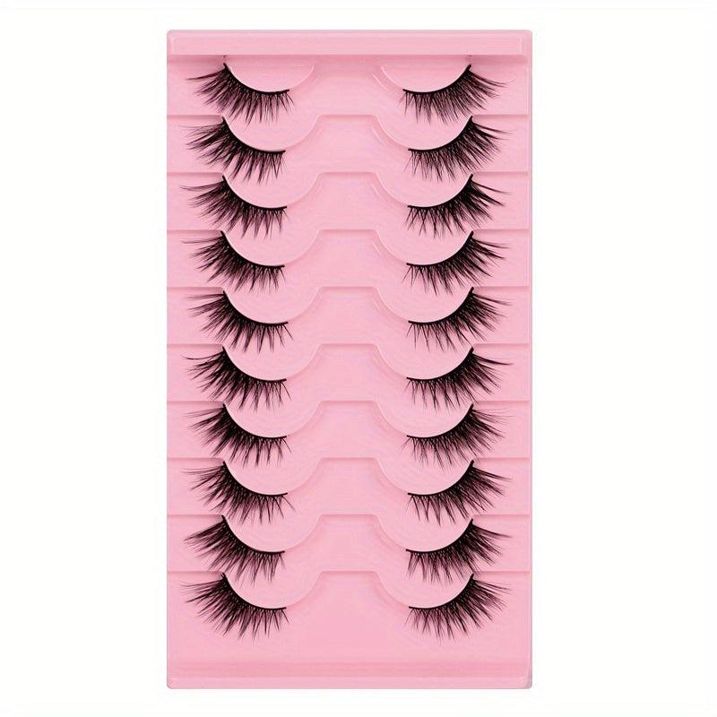 10 Pairs Fox Eye Lashes Winged End Manga Style Eyelashes