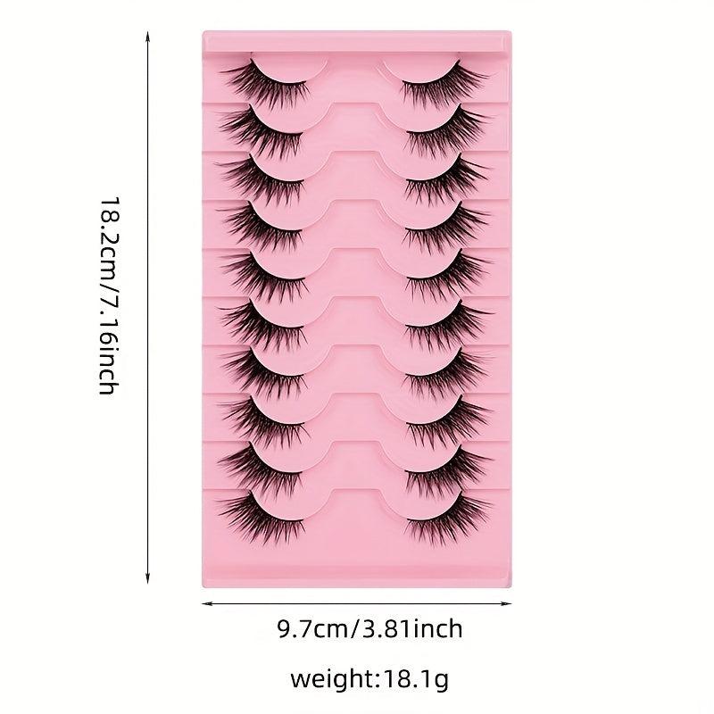 10 Pairs Fox Eye Lashes Winged End Manga Style Eyelashes