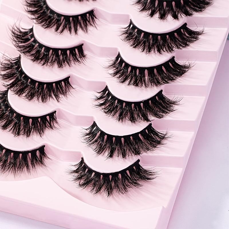 7 Pairs 5D Curl Fluffy Faux Eyelashes 15mm Wispy False Eyelash Extensions Pack