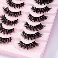 7 Pairs 5D Curl Fluffy Faux Eyelashes 15mm Wispy False Eyelash Extensions Pack