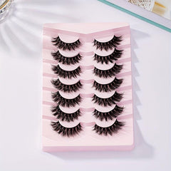 7 Pairs 5D Curl Fluffy Faux Eyelashes 15mm Wispy False Eyelash Extensions Pack