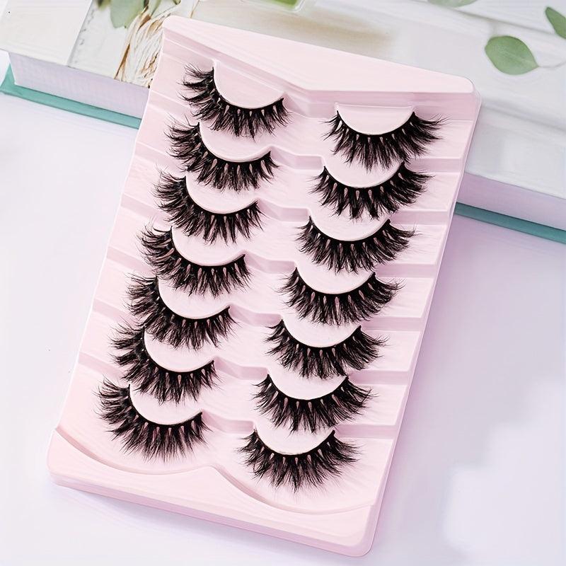 7 Pairs 5D Curl Fluffy Faux Eyelashes 15mm Wispy False Eyelash Extensions Pack