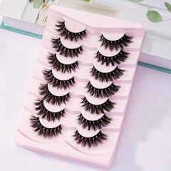 7 Pairs 5D Curl Fluffy Faux Eyelashes 15mm Wispy False Eyelash Extensions Pack