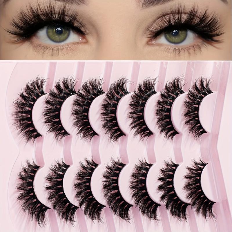 7 Pairs 5D Curl Fluffy Faux Eyelashes 15mm Wispy False Eyelash Extensions Pack