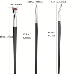 Fine Angled Eyeliner Brush Set Precision Gel Eye Makeup 3 Pieces