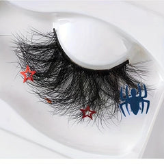 Spider Halloween False Eyelashes Sparkly Stars Spider Sequins Natural Style