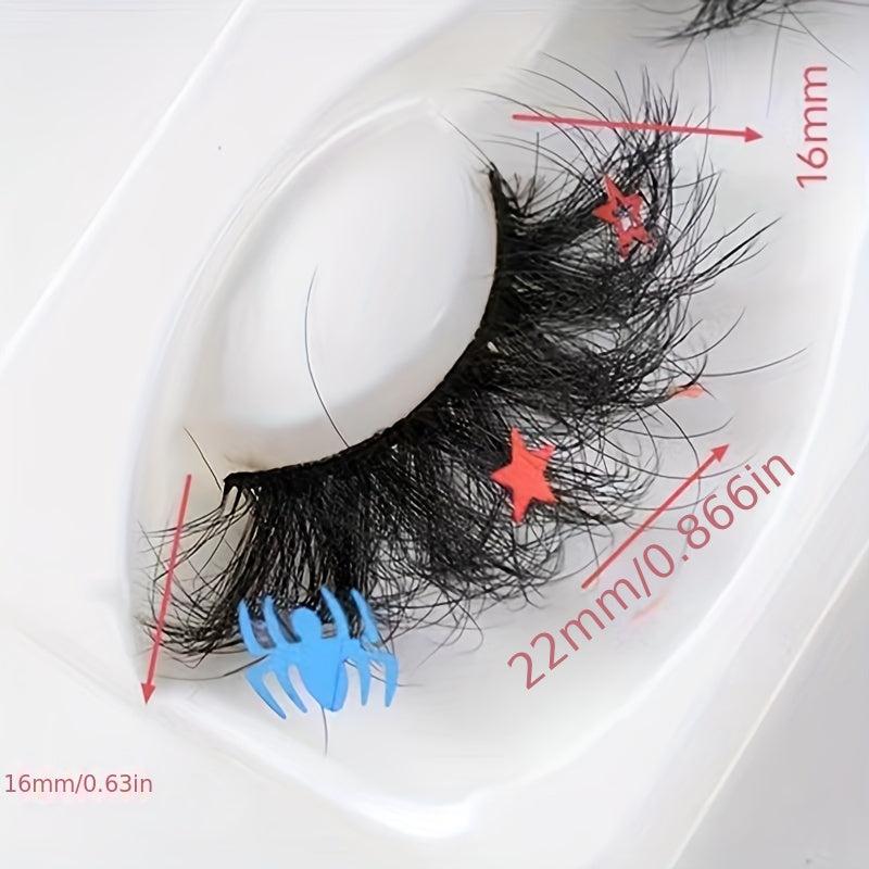 Spider Halloween False Eyelashes Sparkly Stars Spider Sequins Natural Style